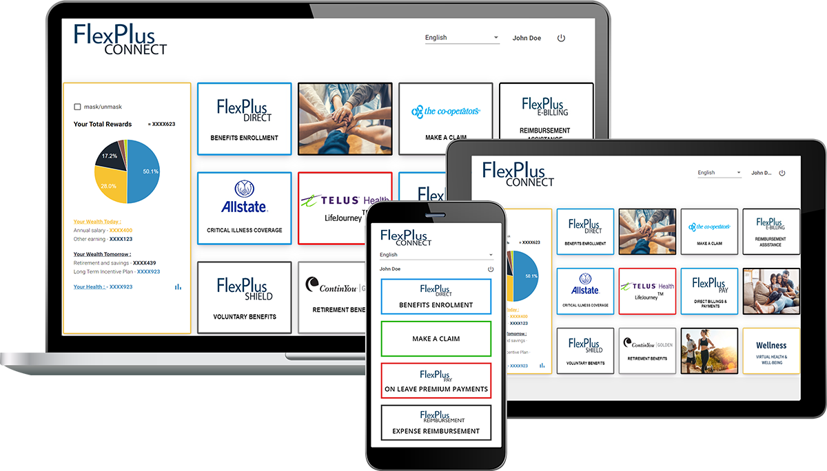 Shot of FlexPlus Connect platform on different devices